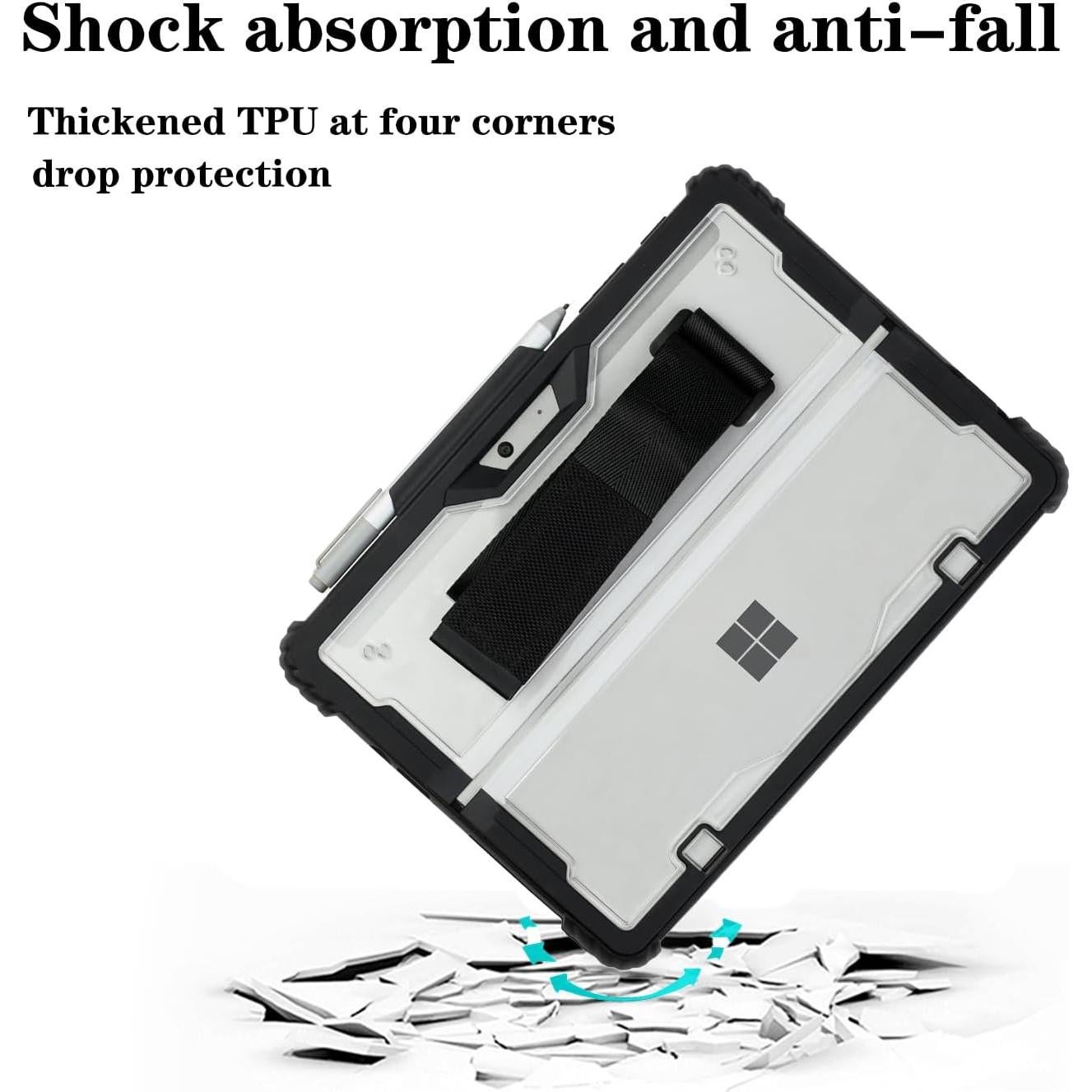 Funda Protectora Negra para Microsoft Surface Go 1/2/3/4 - Gruesa y Resistente