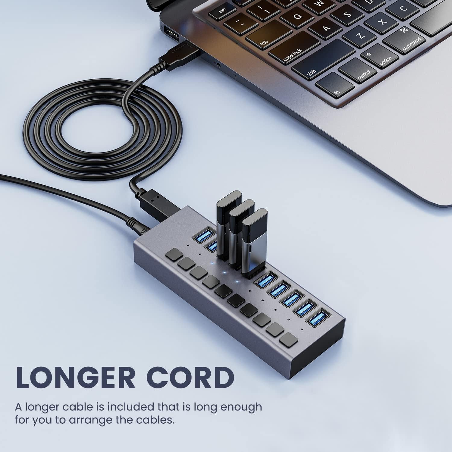 Hub USB 3.0 10 Puertos ACASIS Alimentado 48W con Interruptores