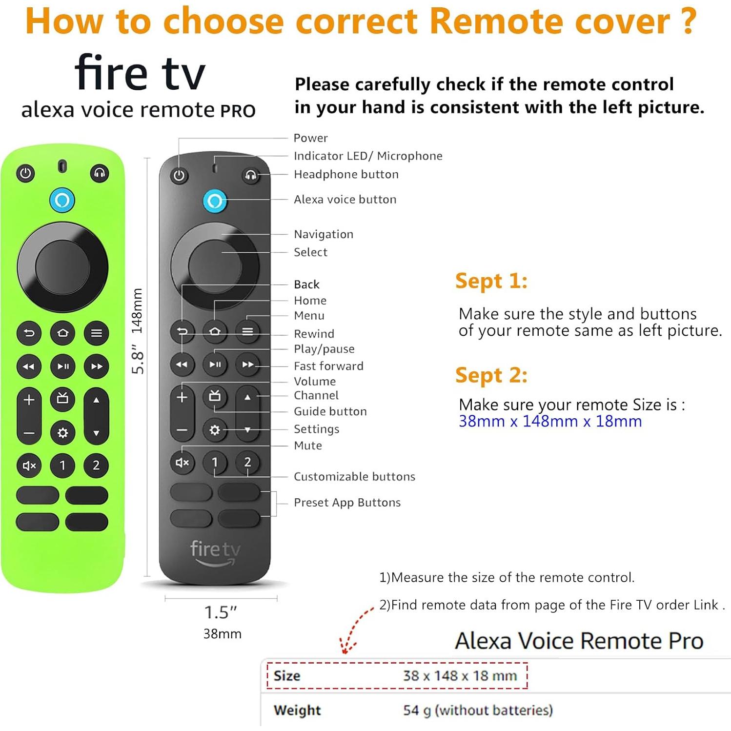 Funda de Control Remoto Pinowu para Firetv Pro 2022 - Antideslizante