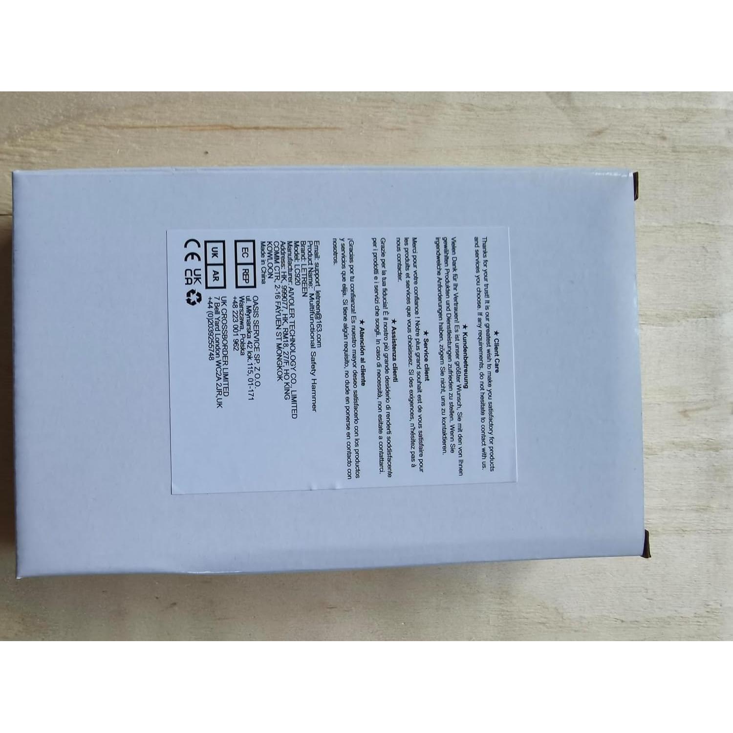 4 Martillos de Seguridad LETREEN 2 en 1 para Coche - Cortador y Rompedor de Ventanas