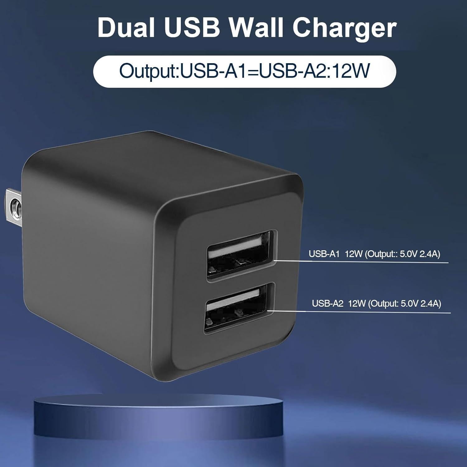 Cargador de Pared USB Doble Puerto 2.4A Negro SHENZHEN