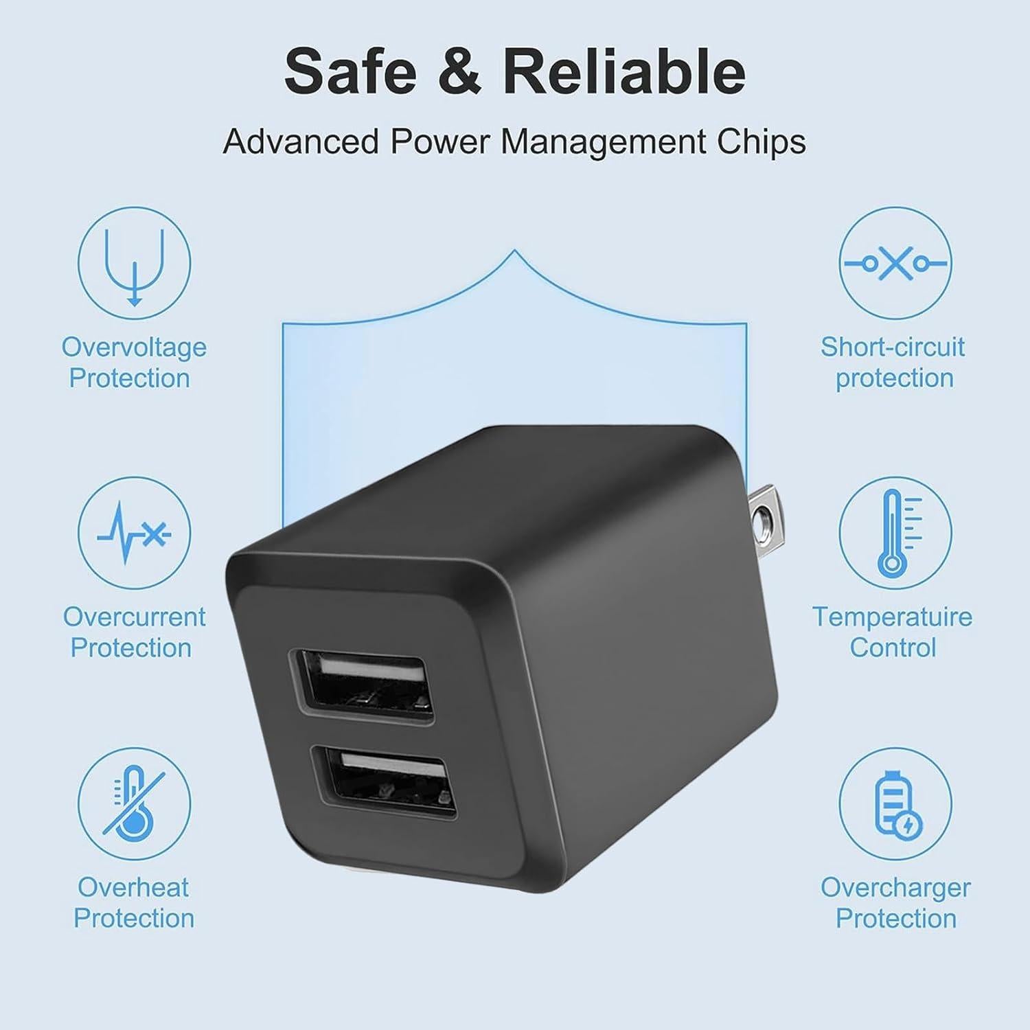 Cargador de Pared USB Doble Puerto 2.4A Negro SHENZHEN