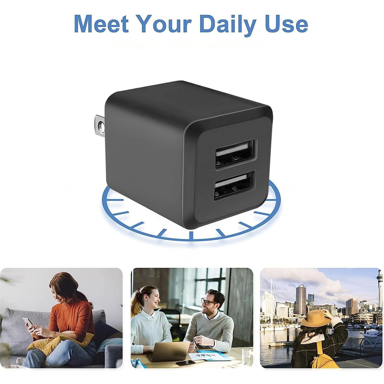 Cargador de Pared USB Doble Puerto 2.4A Negro SHENZHEN