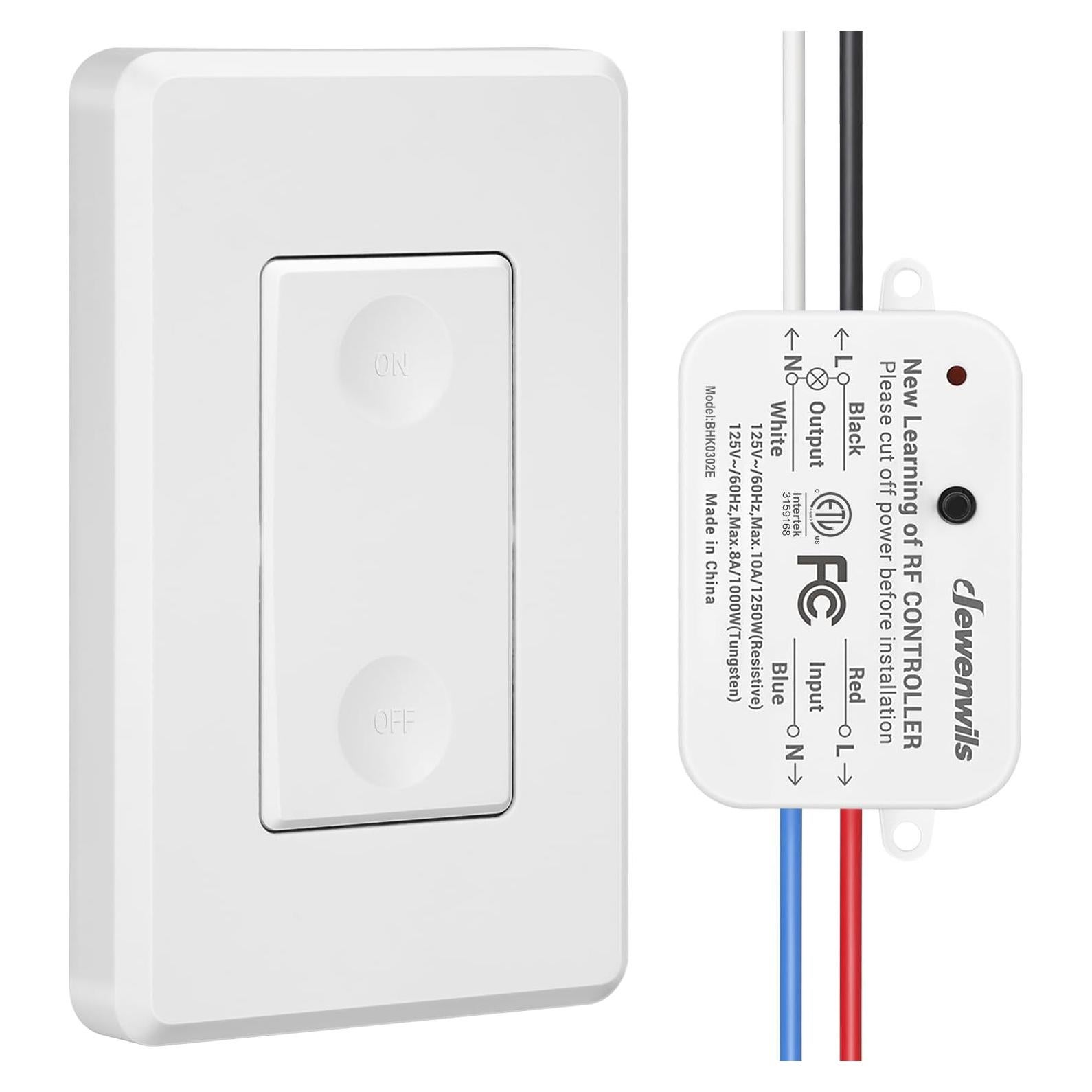 Interruptor de Luz Inalámbrico DEWENWILS 10A 1200W RF 30m