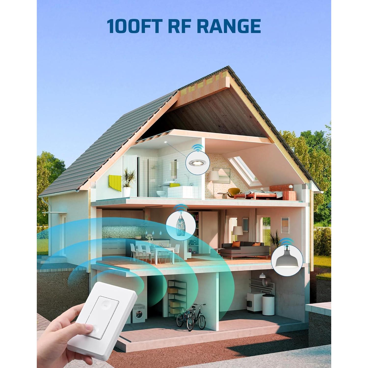 Interruptor de Luz Inalámbrico DEWENWILS 10A 1200W RF 30m
