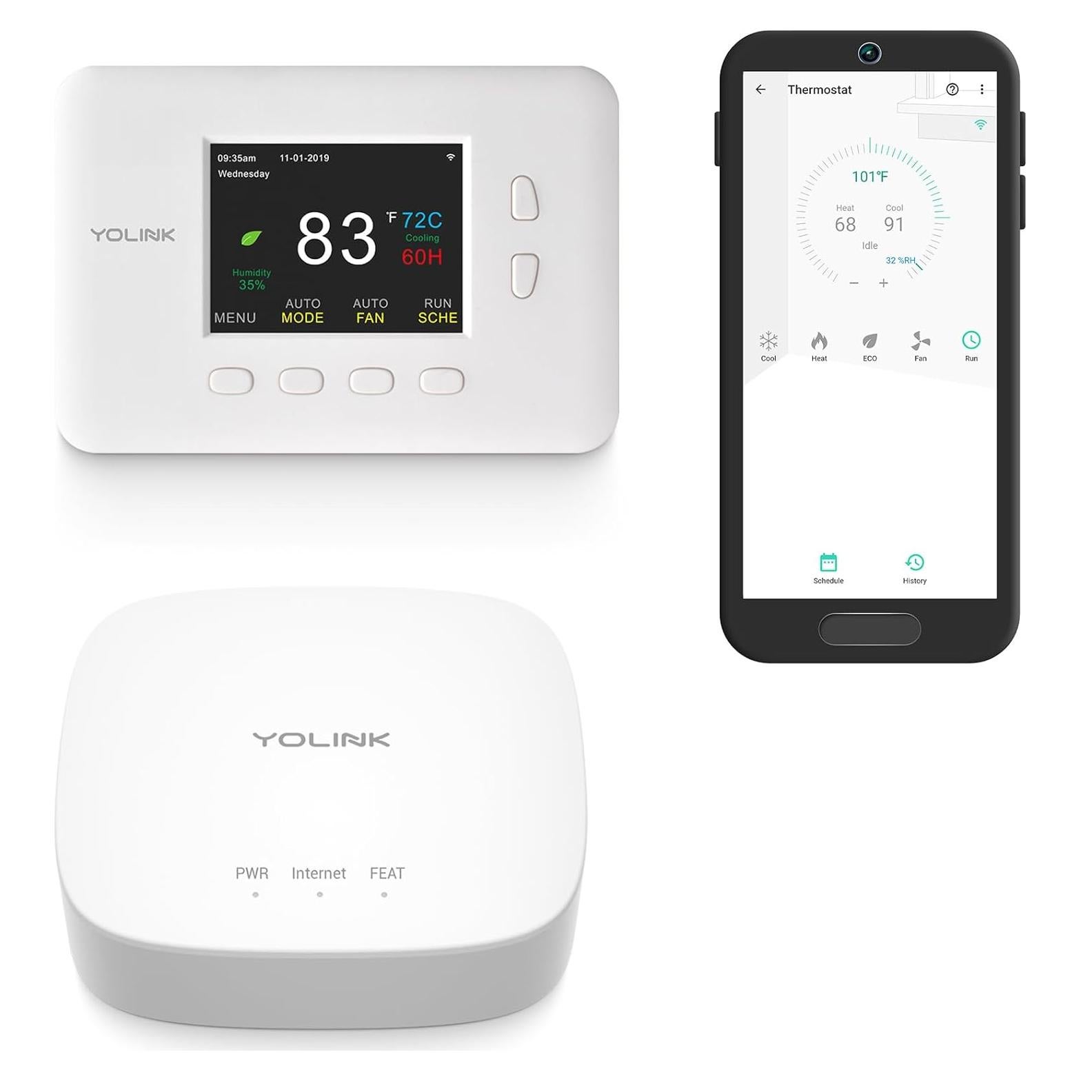 Termostato Inteligente YoLink con Hub, Compatible Bomba de Calor