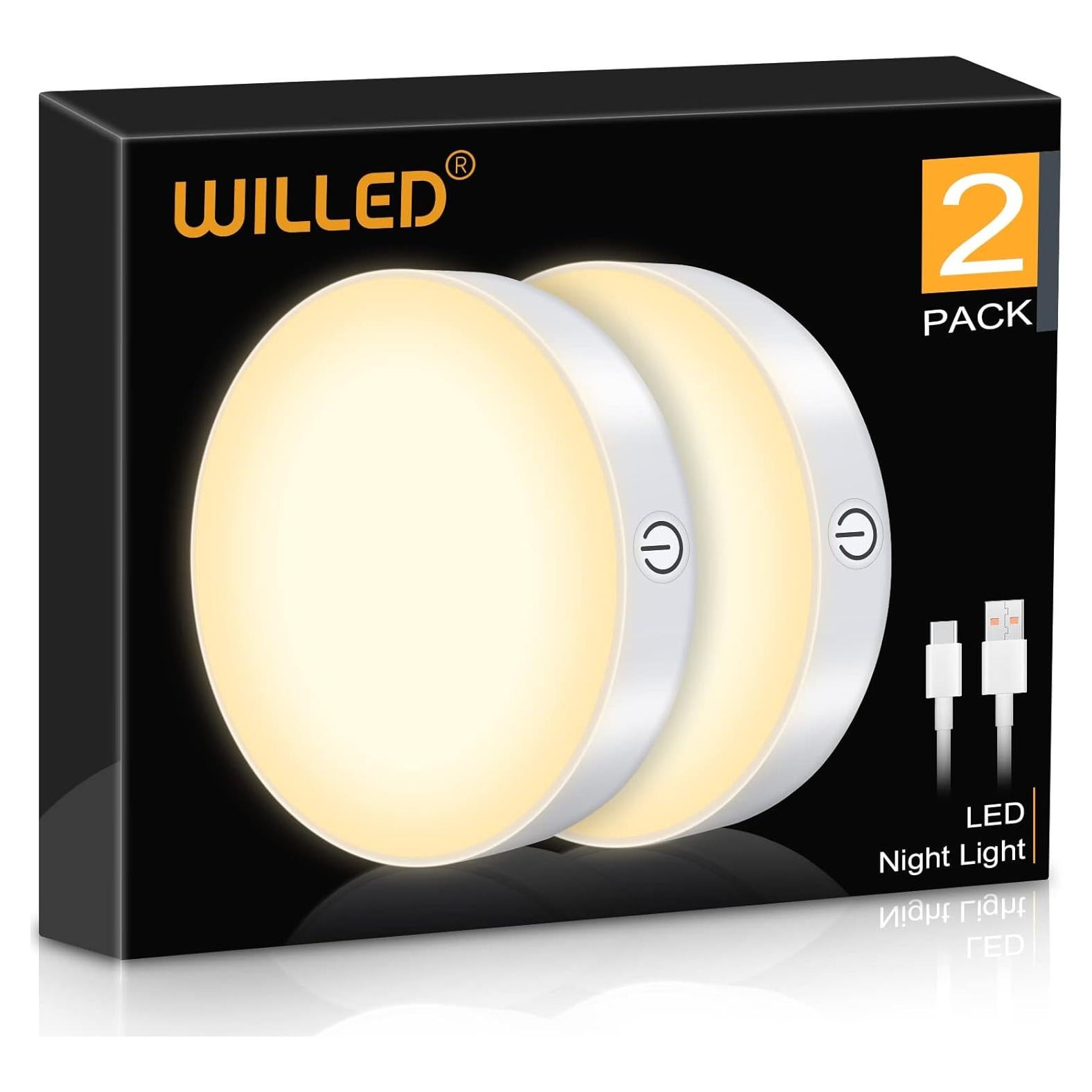 Luces Táctiles WILLED 3000K Regulables Recargables LED 2 Pzas