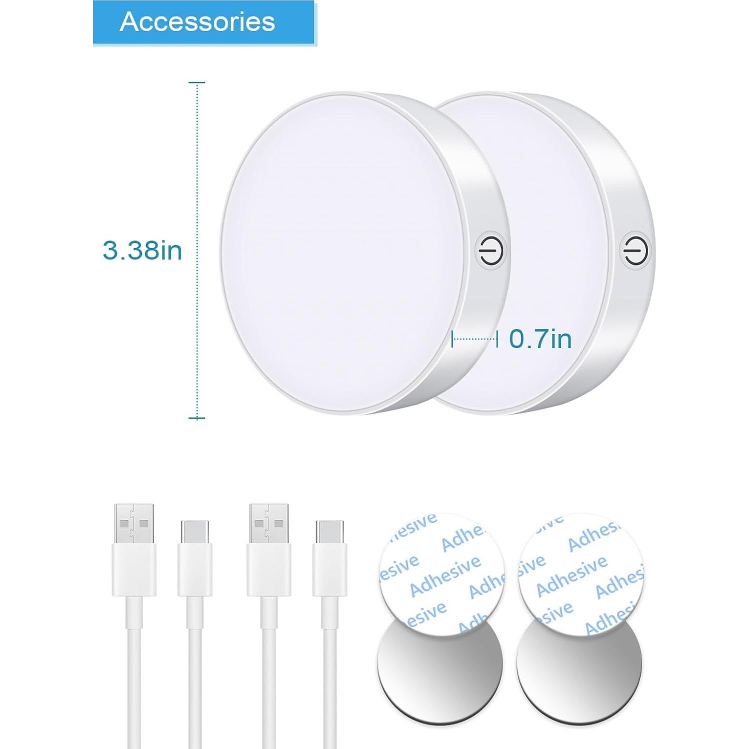 Luces Táctiles WILLED 3000K Regulables Recargables LED 2 Pzas