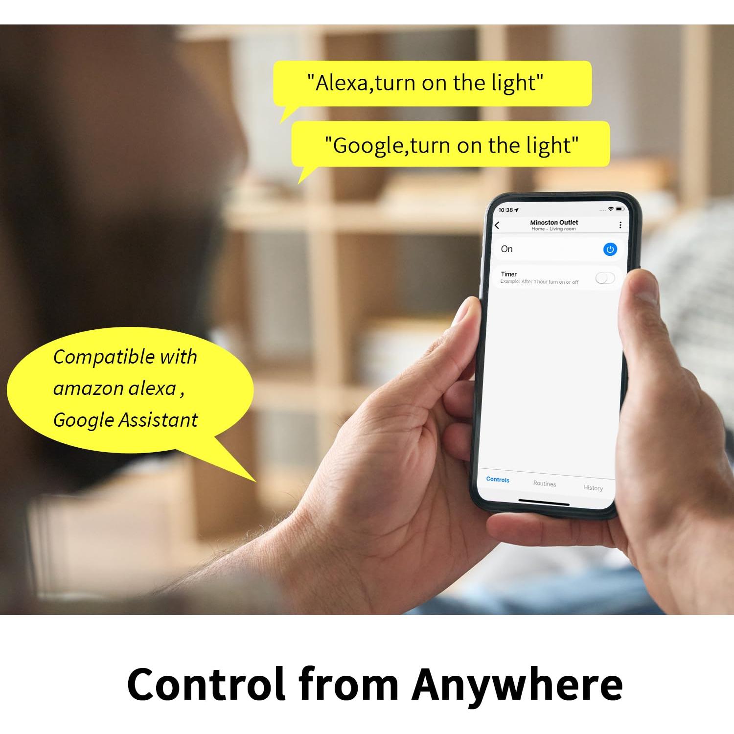 Enchufe Inteligente Z-Wave Minoston MP21Z, 15A, Control Remoto