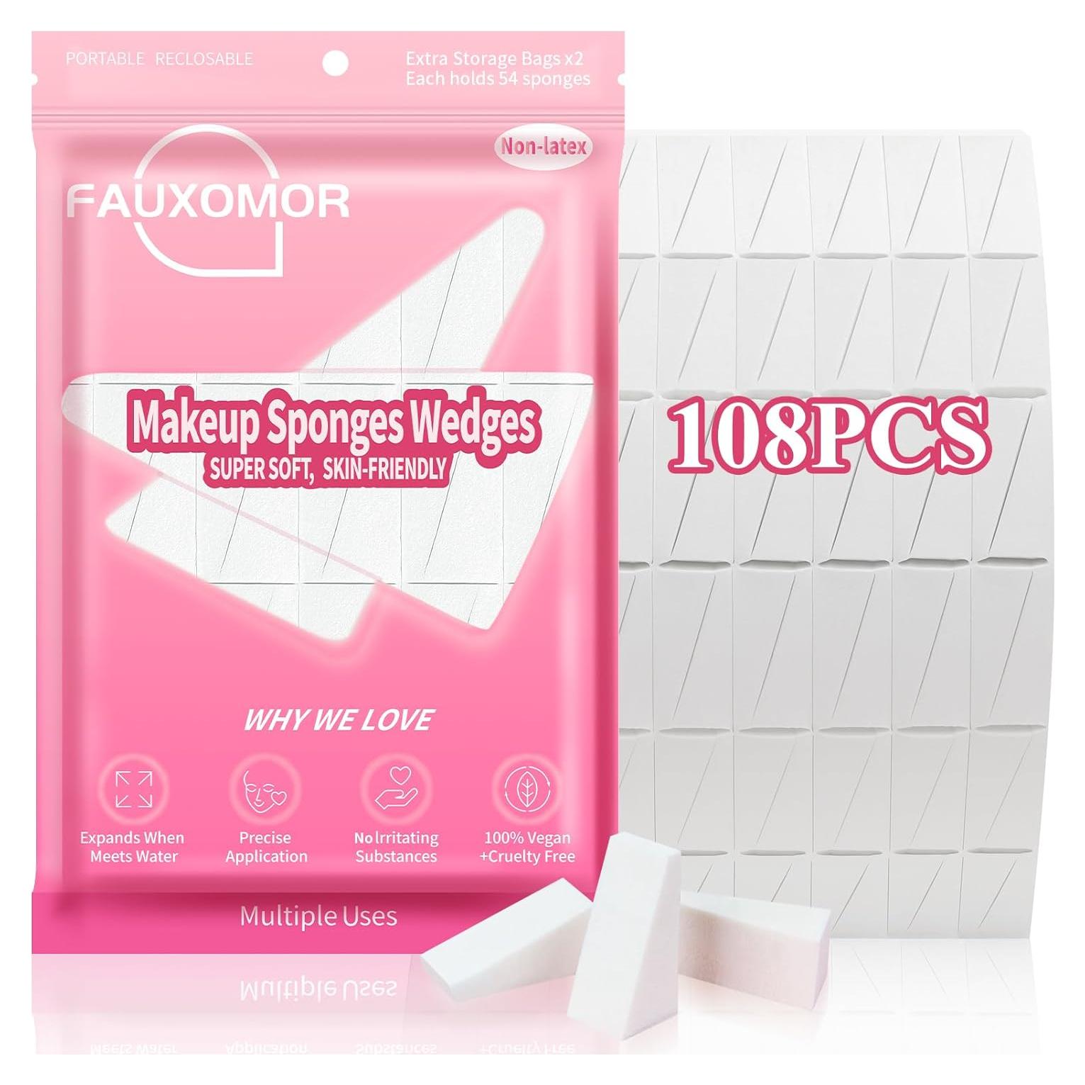Esponjas de Maquillaje en Cuña Fauxomor 108 Pcs Libre de Látex