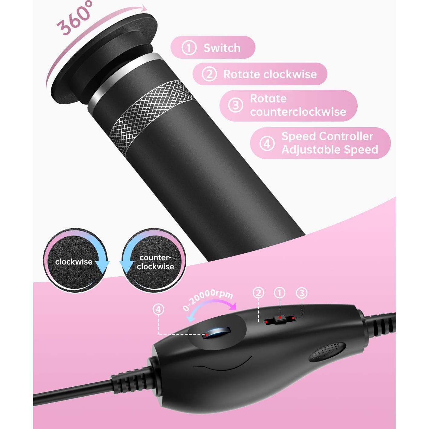 Removedor de Callos Eléctrico Tohecu FCM-08 Negro con 60 Discos