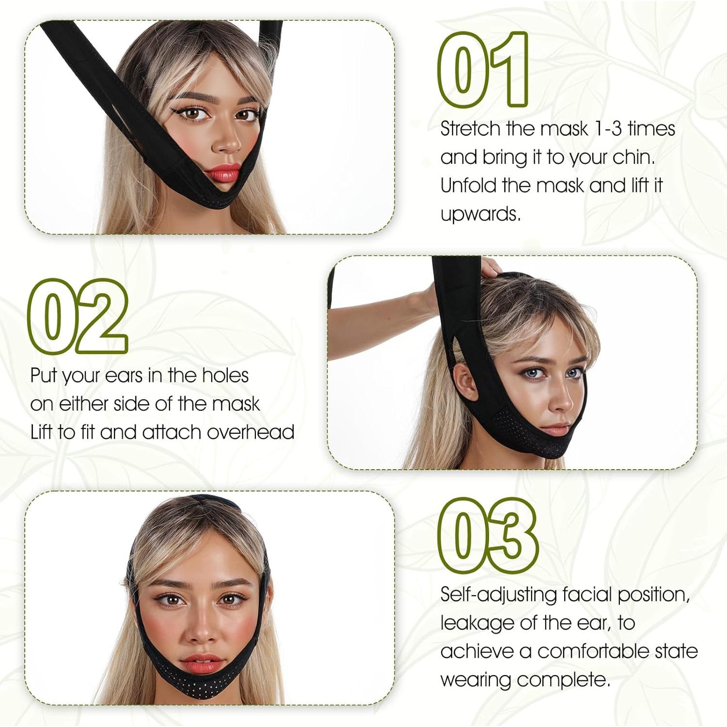 Mascarilla Reutilizable Elevadora de Mandíbula CIATBYYJ Negro M