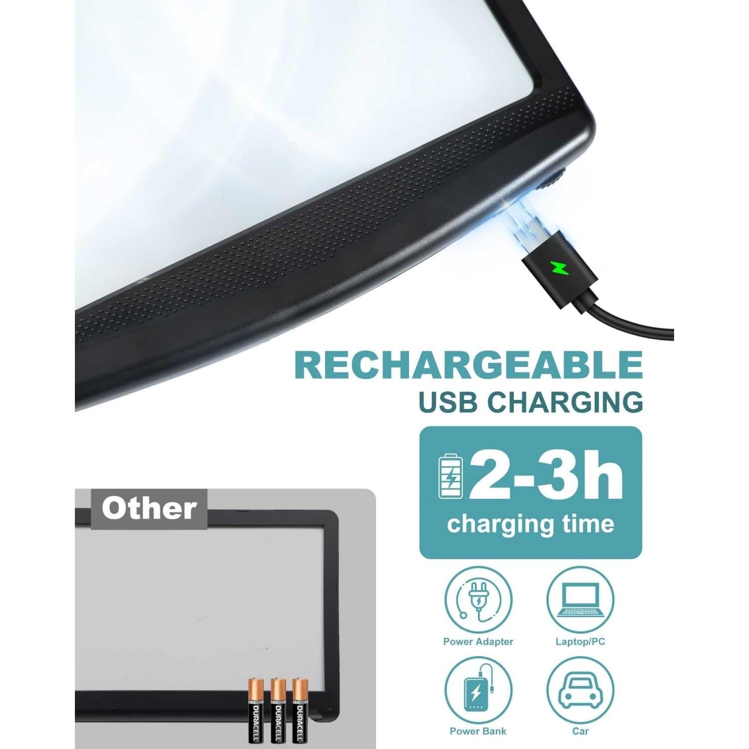 Lupa Recargable 5X AKKYCVS con Luz LED para Lectura