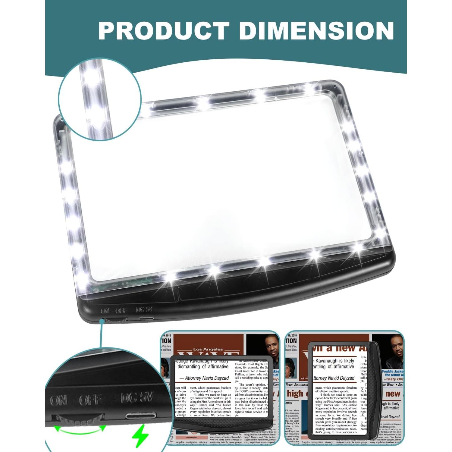 Lupa Recargable 5X AKKYCVS con Luz LED para Lectura