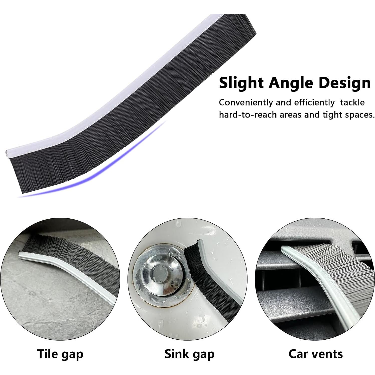 2Pcs Hard Bristle Crevice Cleaning Brush, Ginsco Multifunctional Crevice Cleaning Tools for Household Use, Gap Cleaning Brush Thin Brush Grout Cleaner Brush Small Brush for Window Kitchen Bathroom