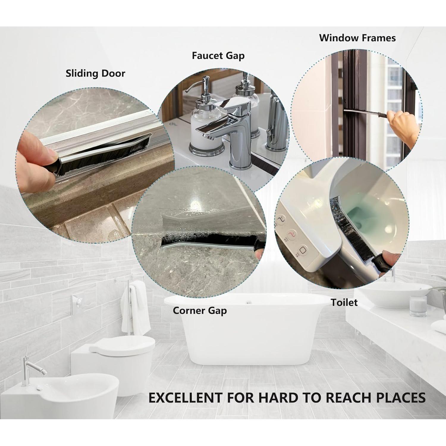 2Pcs Hard Bristle Crevice Cleaning Brush, Ginsco Multifunctional Crevice Cleaning Tools for Household Use, Gap Cleaning Brush Thin Brush Grout Cleaner Brush Small Brush for Window Kitchen Bathroom