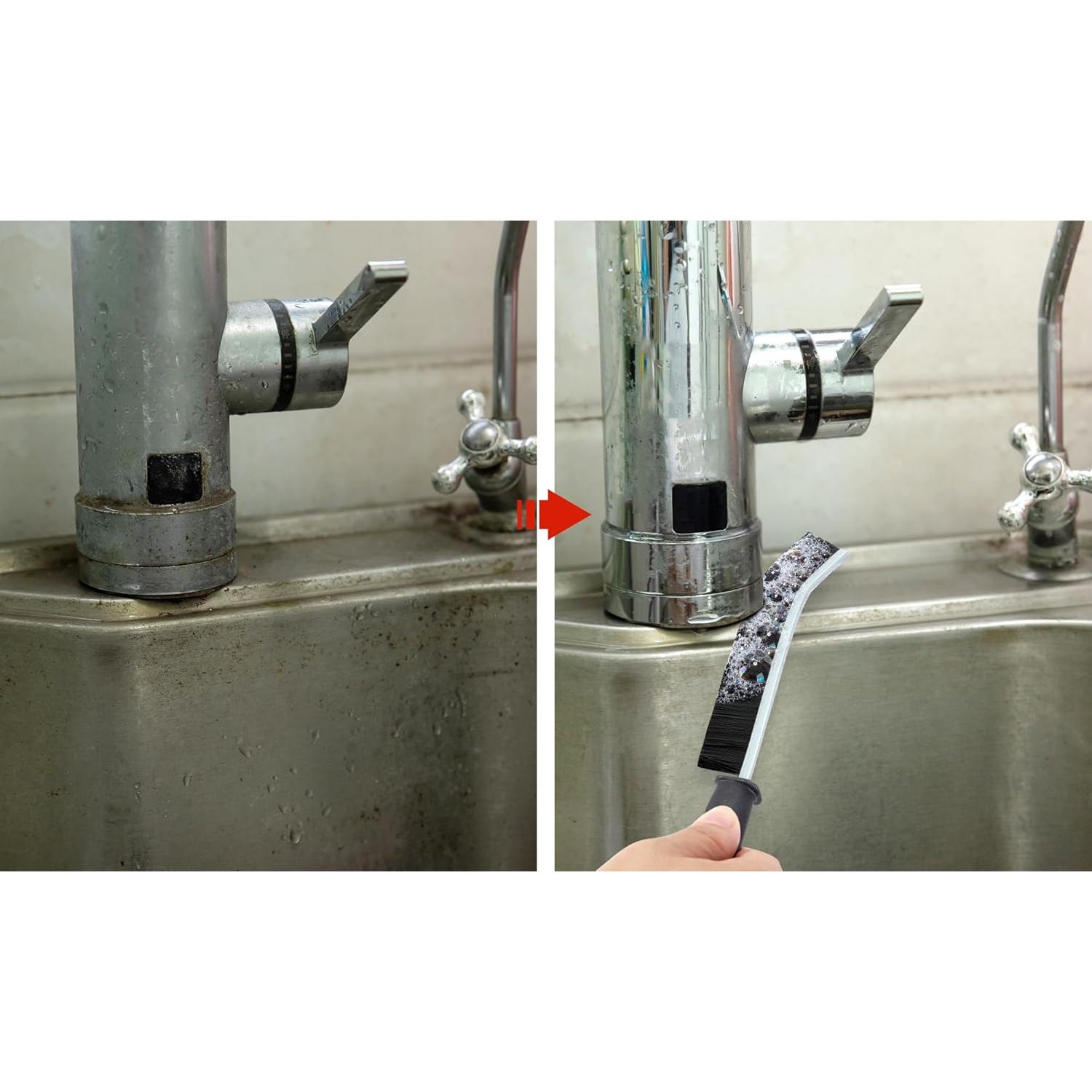 2Pcs Hard Bristle Crevice Cleaning Brush, Ginsco Multifunctional Crevice Cleaning Tools for Household Use, Gap Cleaning Brush Thin Brush Grout Cleaner Brush Small Brush for Window Kitchen Bathroom