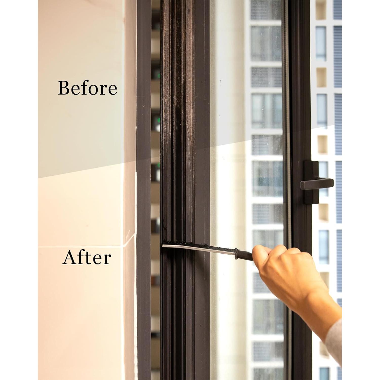 2Pcs Hard Bristle Crevice Cleaning Brush, Ginsco Multifunctional Crevice Cleaning Tools for Household Use, Gap Cleaning Brush Thin Brush Grout Cleaner Brush Small Brush for Window Kitchen Bathroom