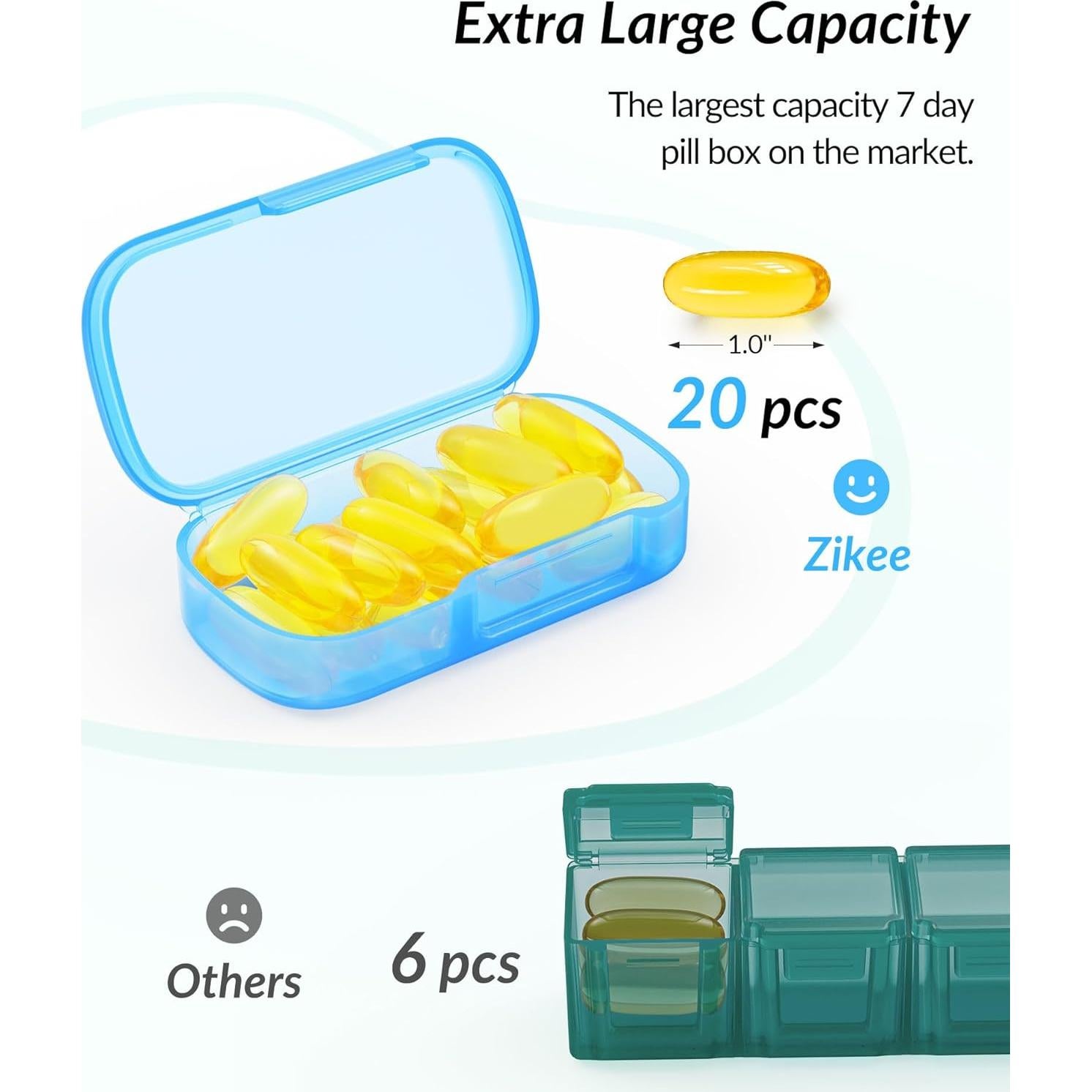 Organizador de Pastillas ZIKEE 7 Días Extra Grande 15.6x9.5cm