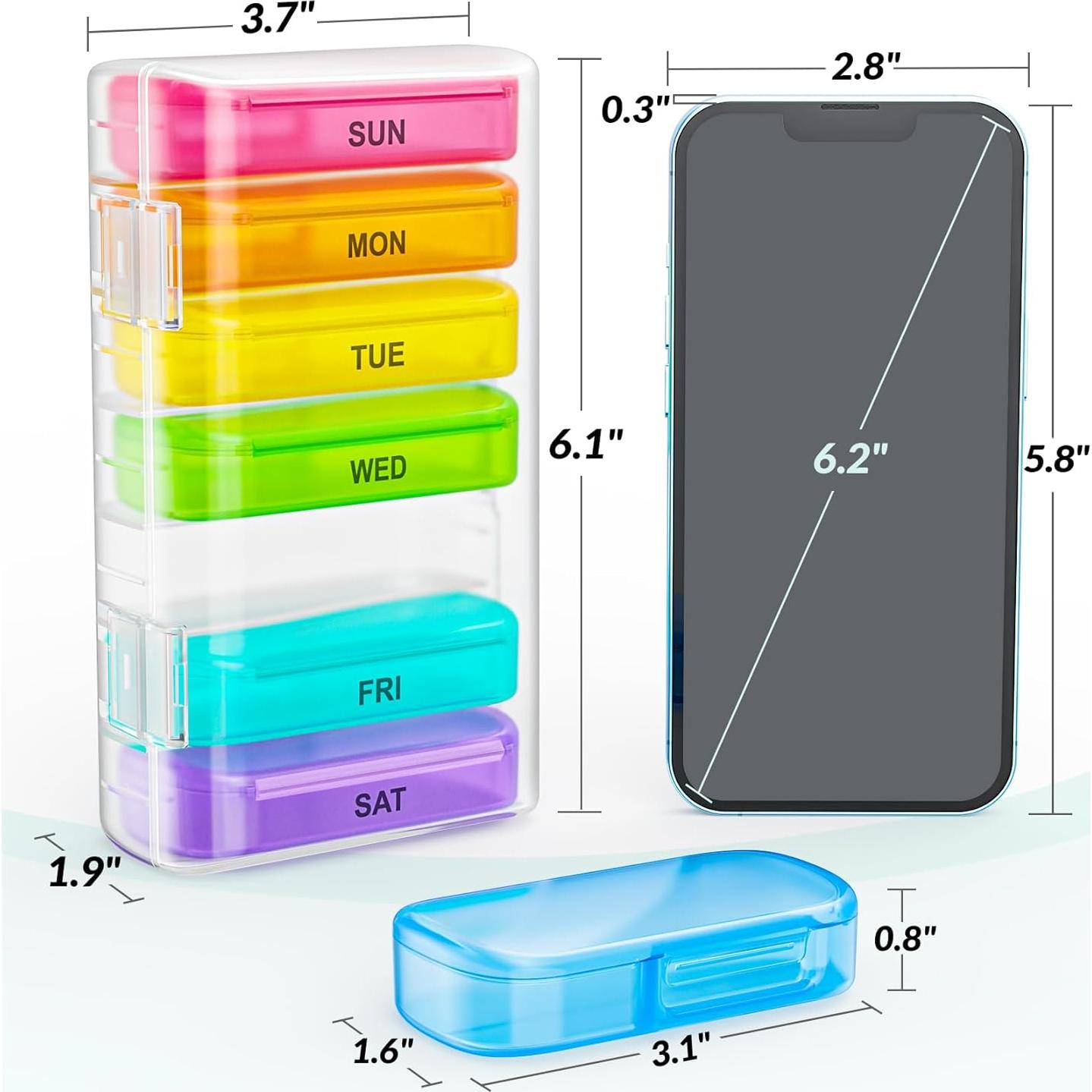 Organizador de Pastillas ZIKEE 7 Días Extra Grande 15.6x9.5cm