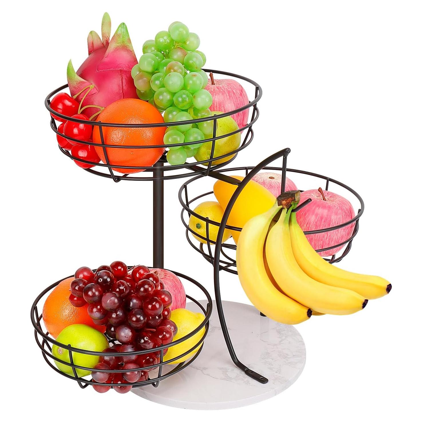 Tazón de Frutas Livabber con Soporte para Plátano 3 Niveles