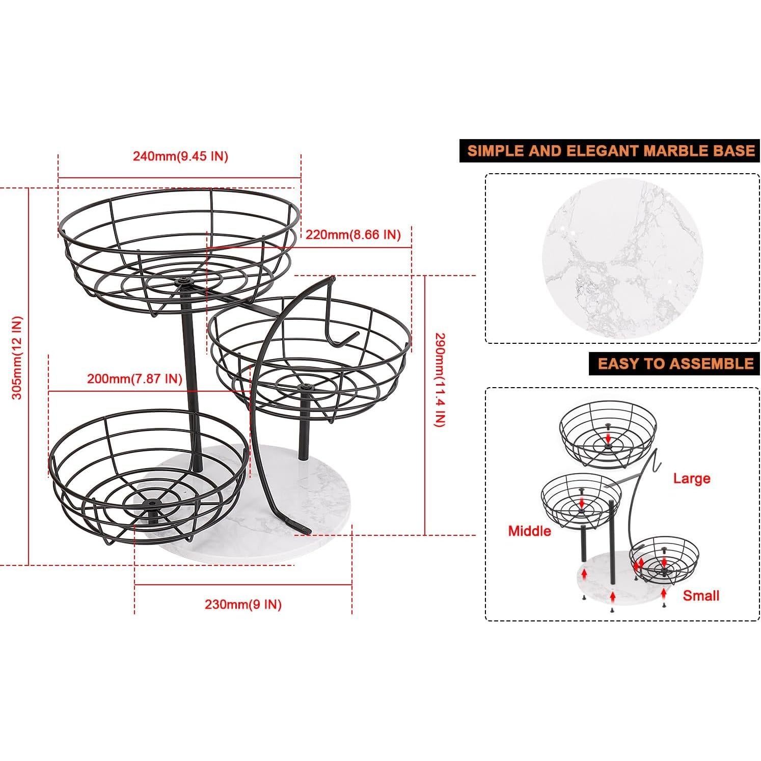 Tazón de Frutas Livabber con Soporte para Plátano 3 Niveles