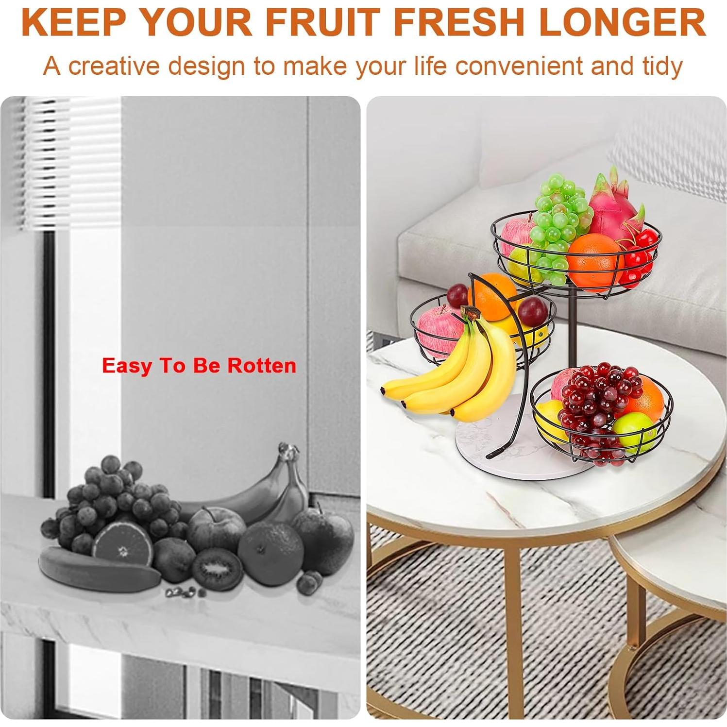 Tazón de Frutas Livabber con Soporte para Plátano 3 Niveles