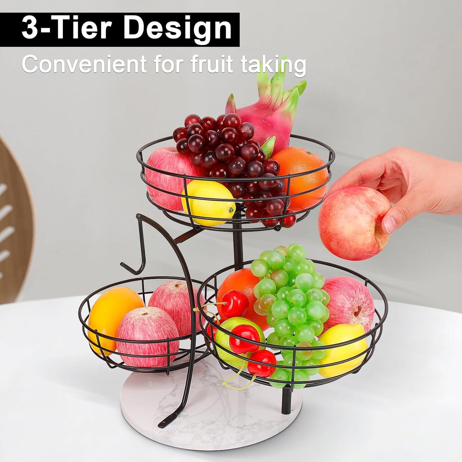 Tazón de Frutas Livabber con Soporte para Plátano 3 Niveles