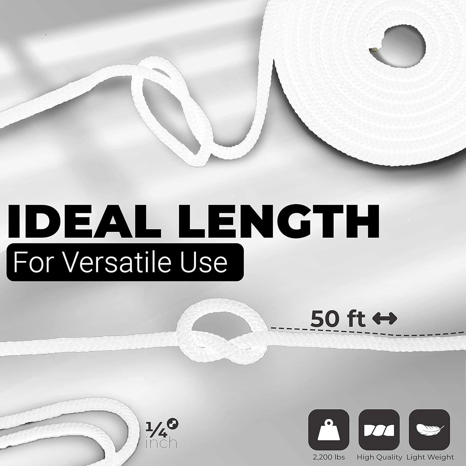 Cuerda de Nylon 6.35 mm x 15.24 m RamPro - Resistencia 997.9 kg