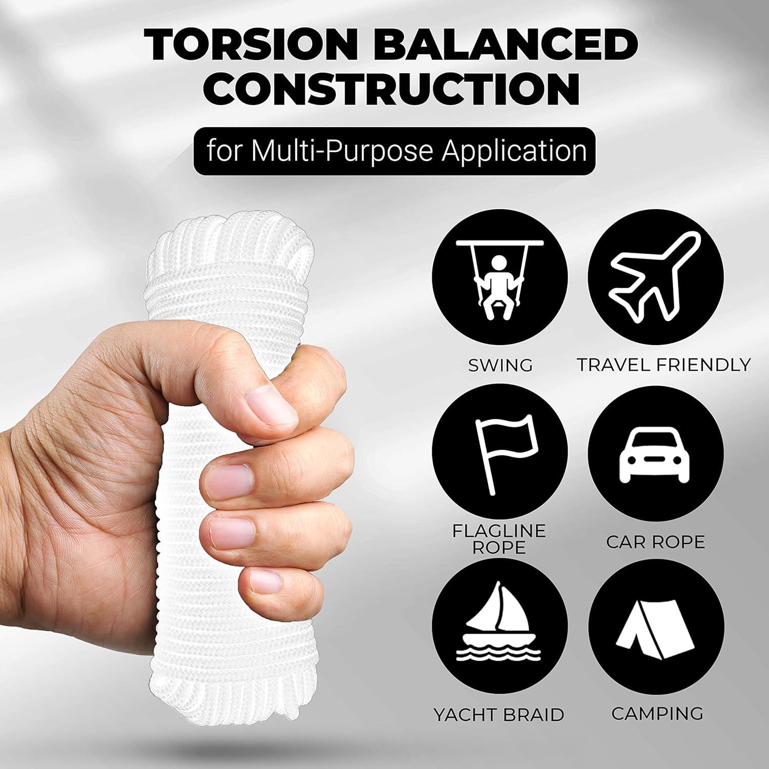 Cuerda de Nylon 6.35 mm x 15.24 m RamPro - Resistencia 997.9 kg