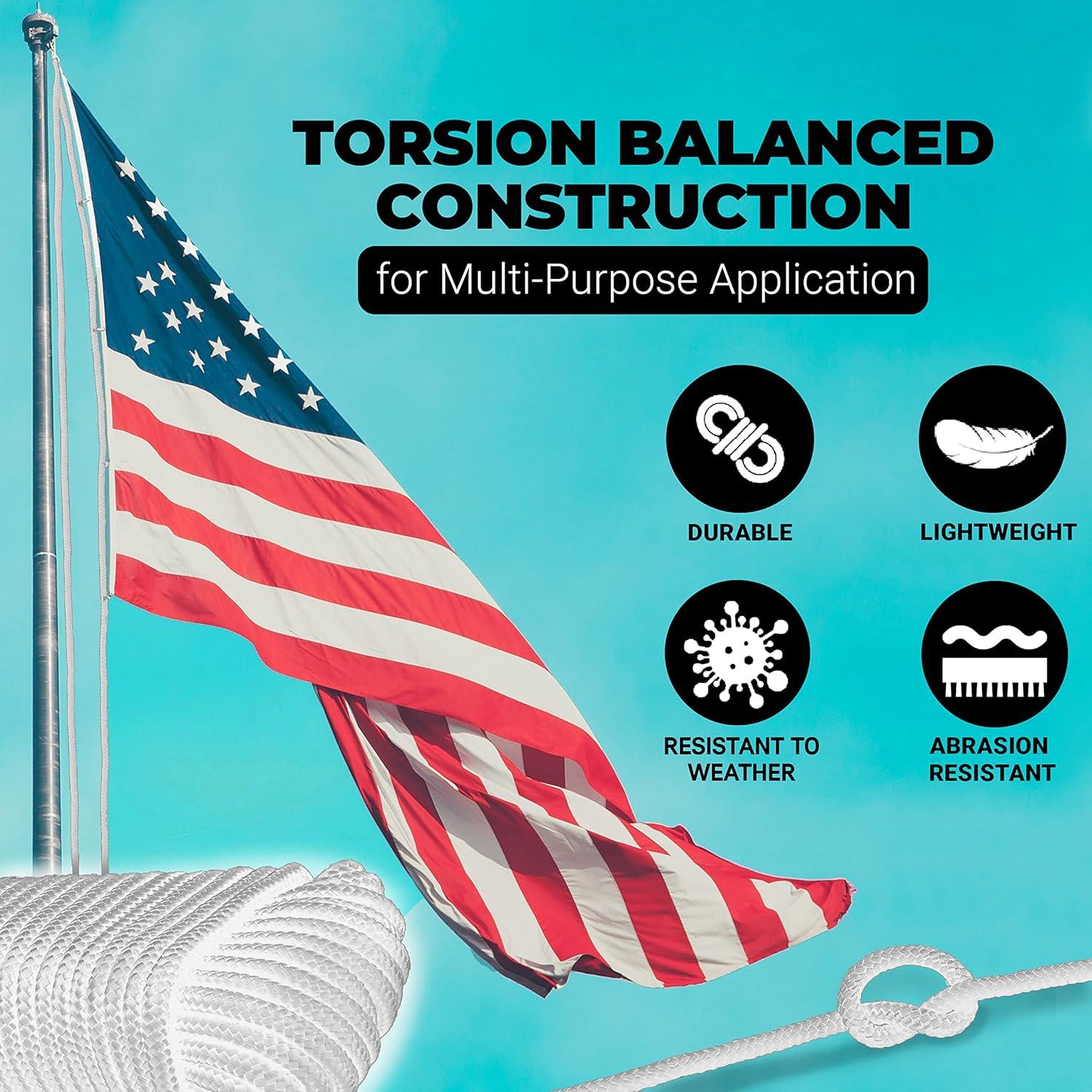 Cuerda de Nylon 6.35 mm x 15.24 m RamPro - Resistencia 997.9 kg