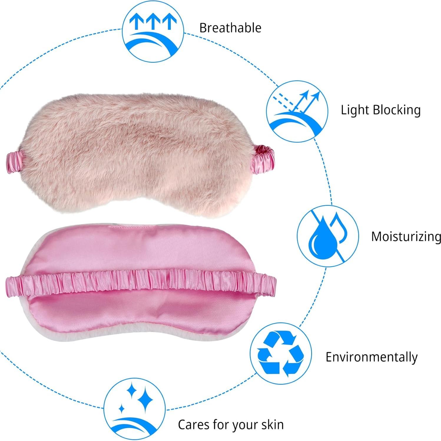 Máscara de Sueño de Peluche Beige JHFGJGH Ajustable 21x10cm