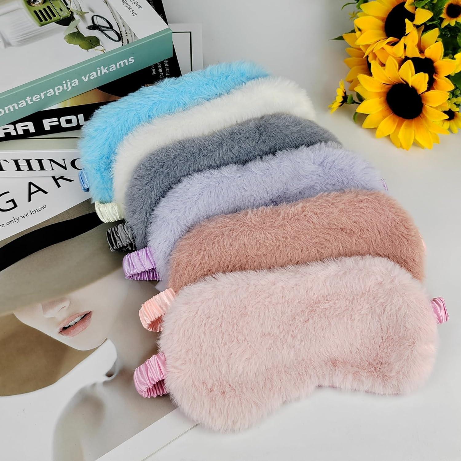 Máscara de Sueño de Peluche Beige JHFGJGH Ajustable 21x10cm