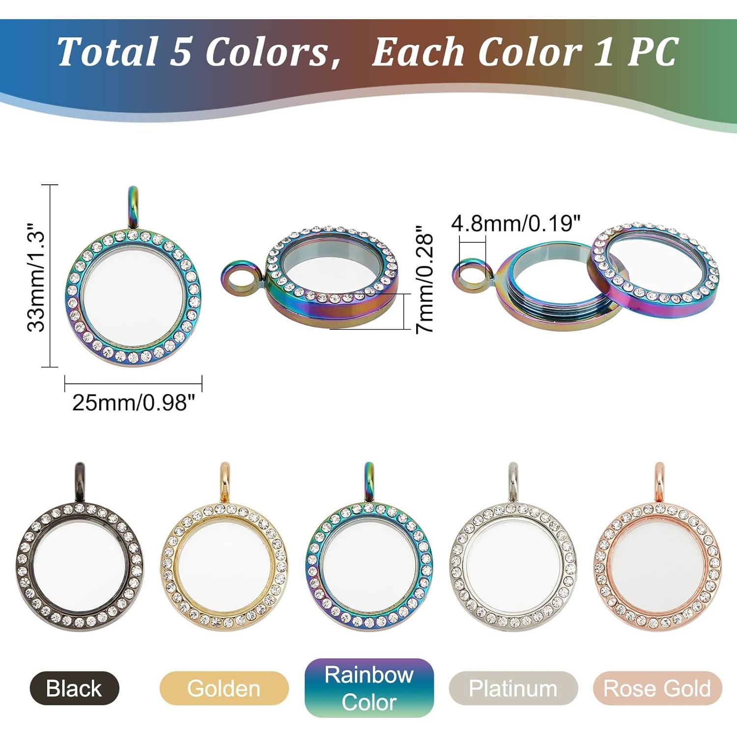 Charm de Foto Rhinestone PH PandaHall 5 Colores 25mm