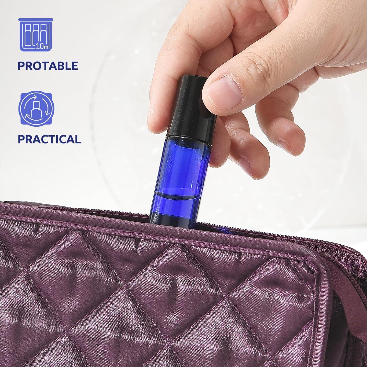 Paquete de 8 Botellas de Vidrio Azul 10ml Bofessor con Rodillo