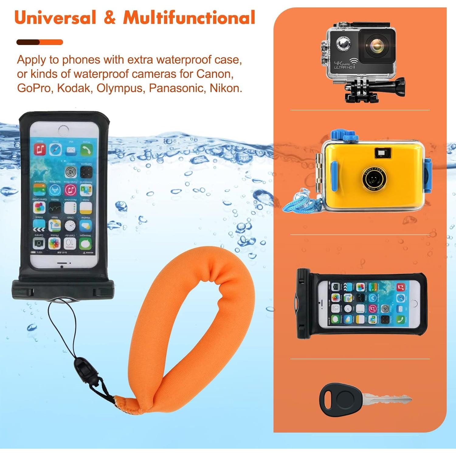 4 Correas Flotantes Impermeables para Cámara Neopreno Naranja