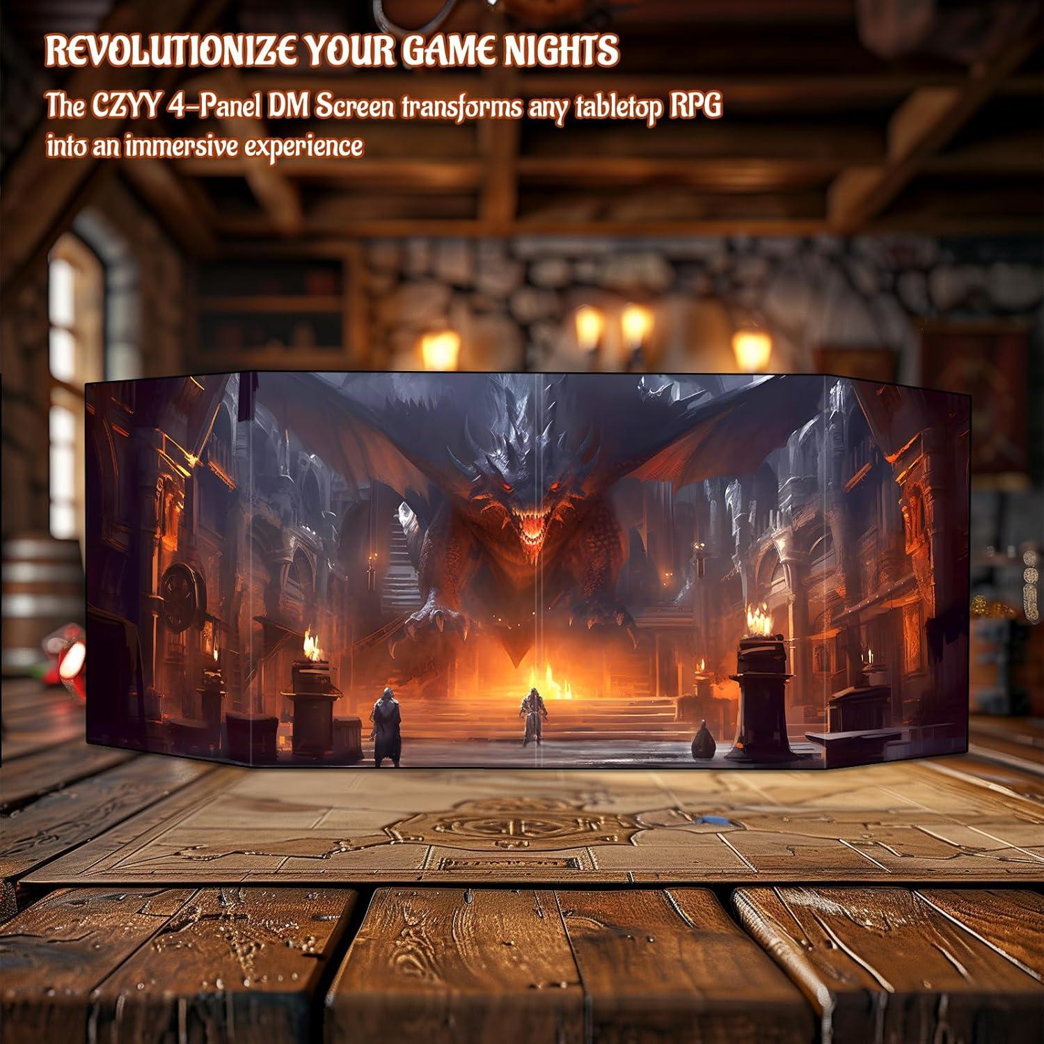 Pantalla de DM CZYY 4 Paneles Borrable para Dungeons y Dragons