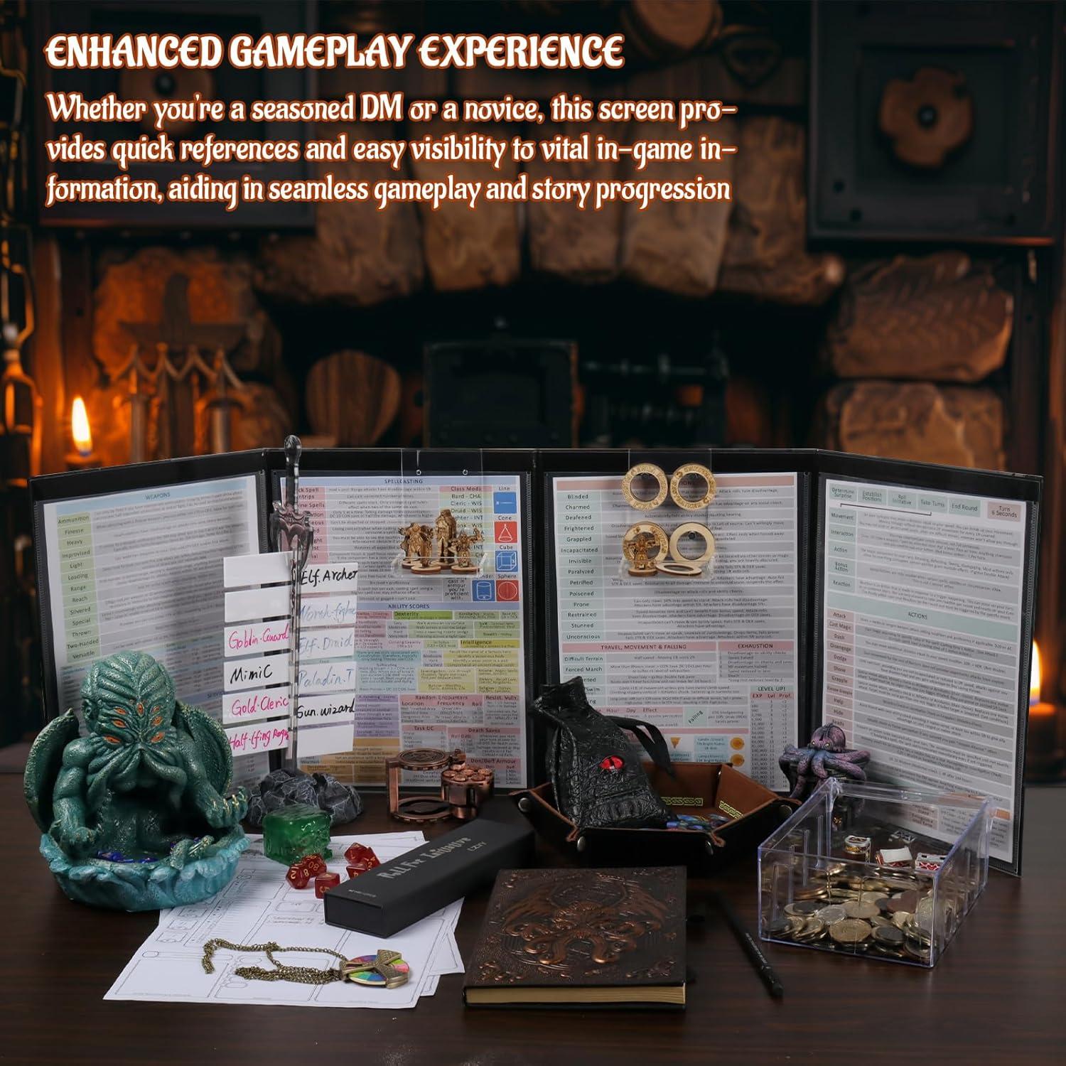 Pantalla de DM CZYY 4 Paneles Borrable para Dungeons y Dragons