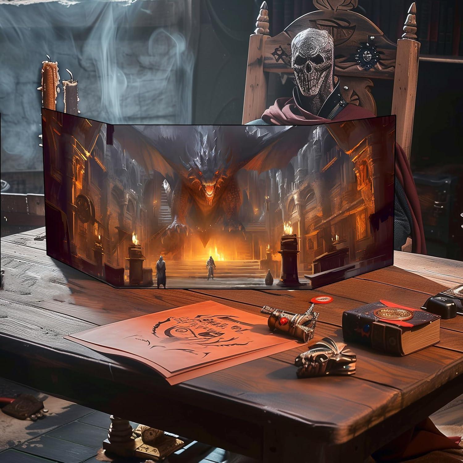 Pantalla de DM CZYY 4 Paneles Borrable para Dungeons y Dragons