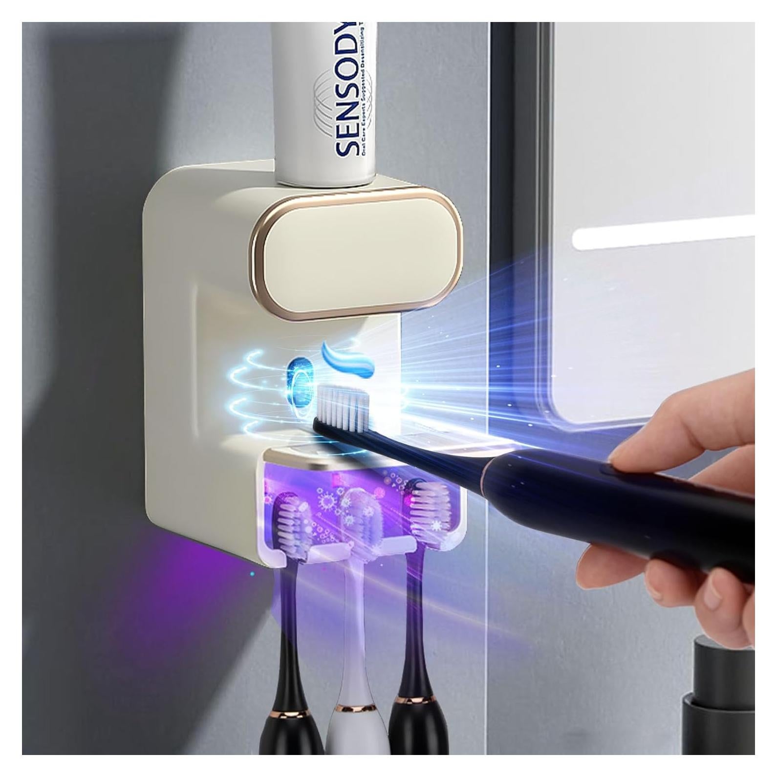 Dispensador Automático de Pasta de Dientes Wekity Beige 3 Ranuras