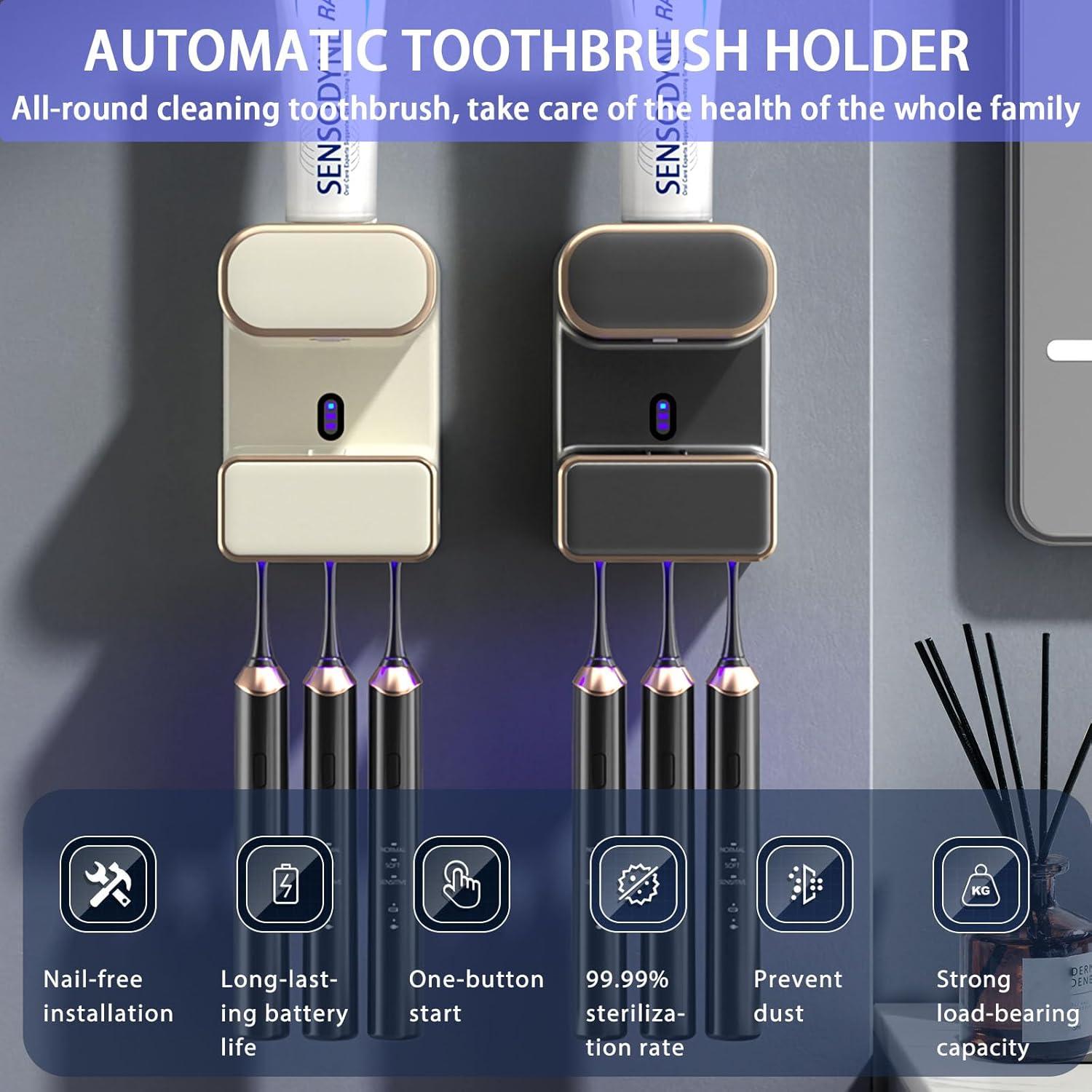 Dispensador Automático de Pasta de Dientes Wekity Beige 3 Ranuras