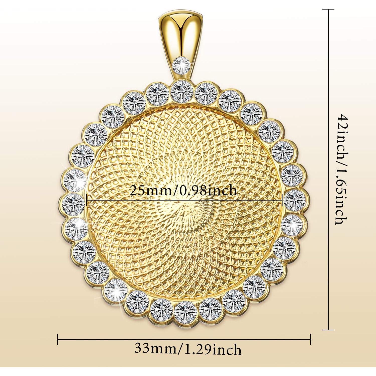Bandejas de Colgante Hicarer 32 Piezas 25 mm Oro Rhinestone