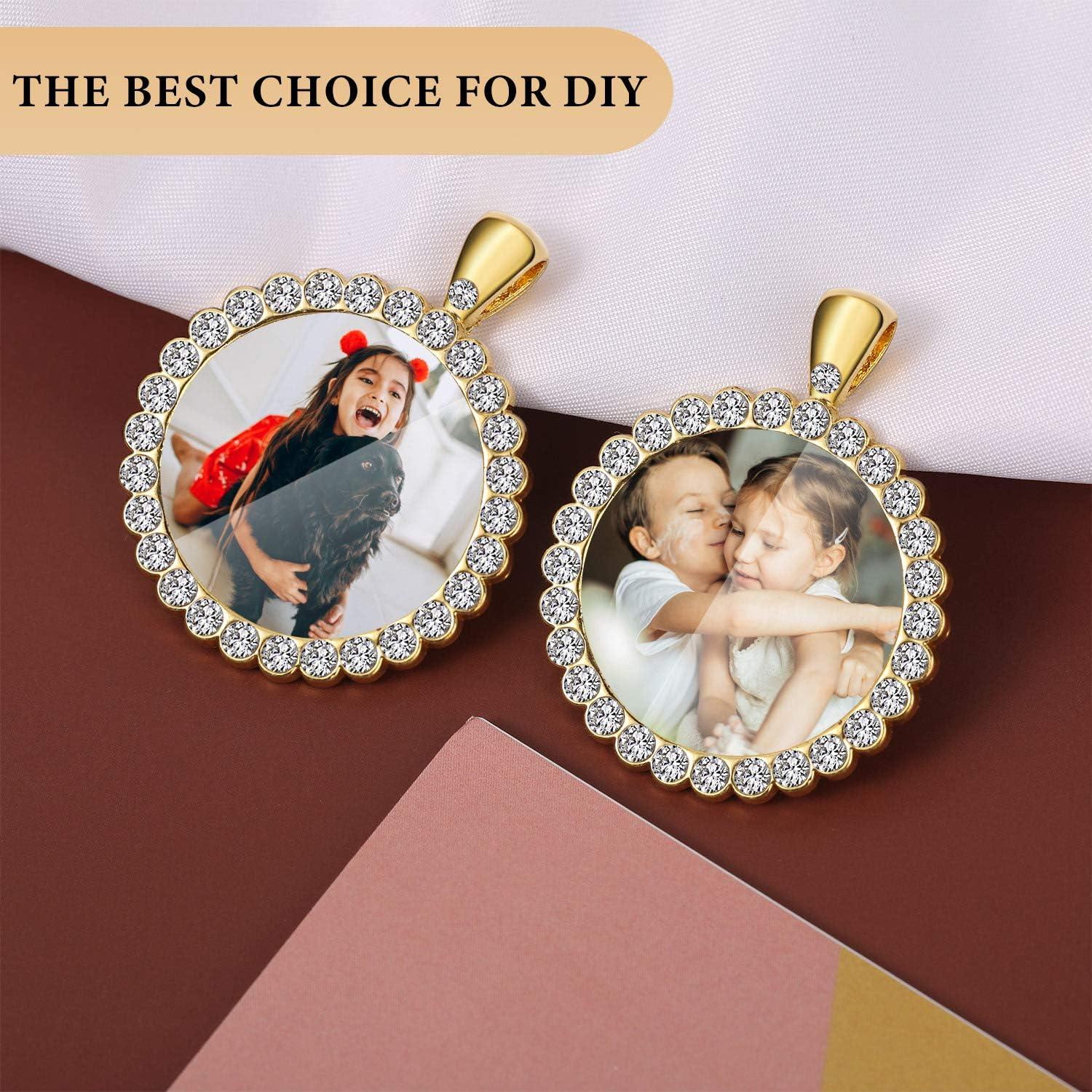 Bandejas de Colgante Hicarer 32 Piezas 25 mm Oro Rhinestone