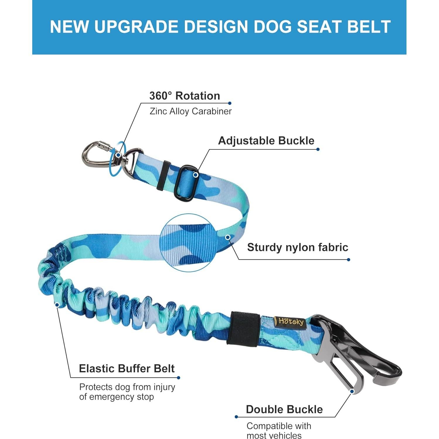 Cinturón de Seguridad para Perros Hotsky, Ajustable 63.5-81.3 cm
