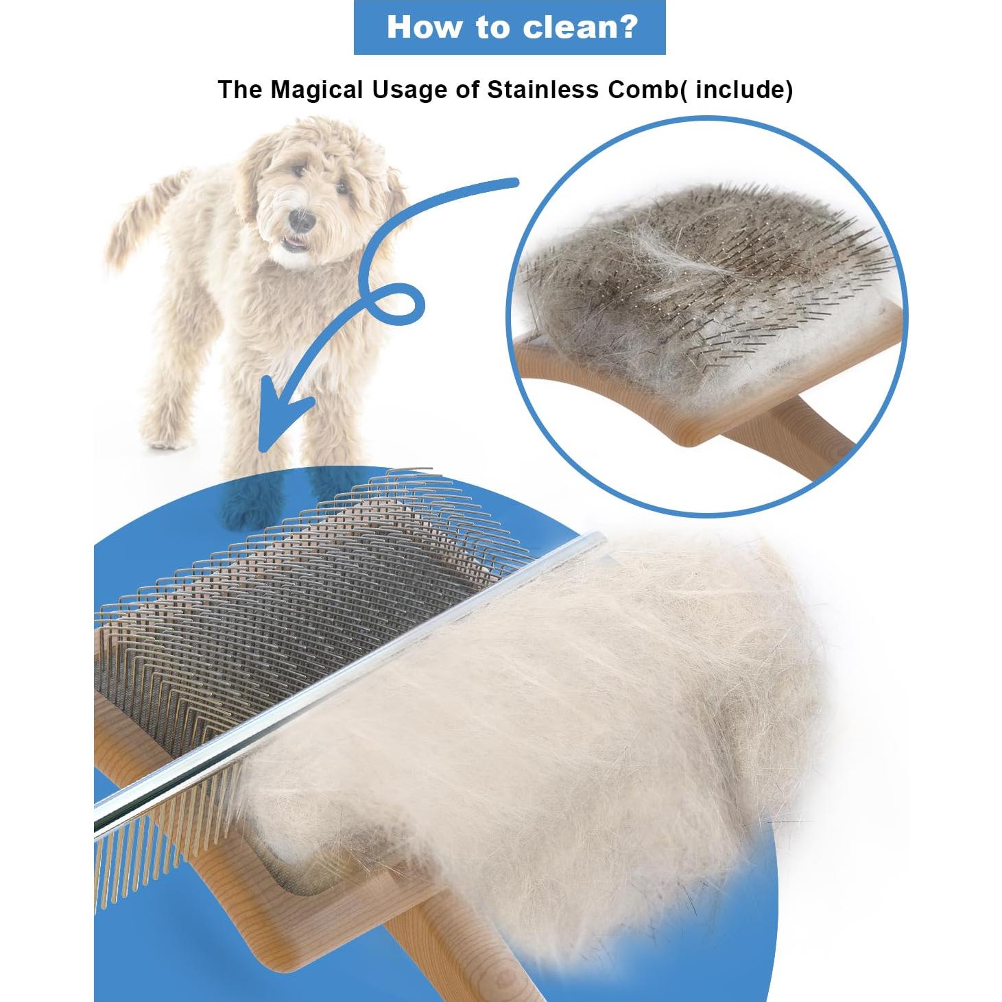 Cepillo Slicker Profesional Petqueen para Perros Grandes - 20.3cm