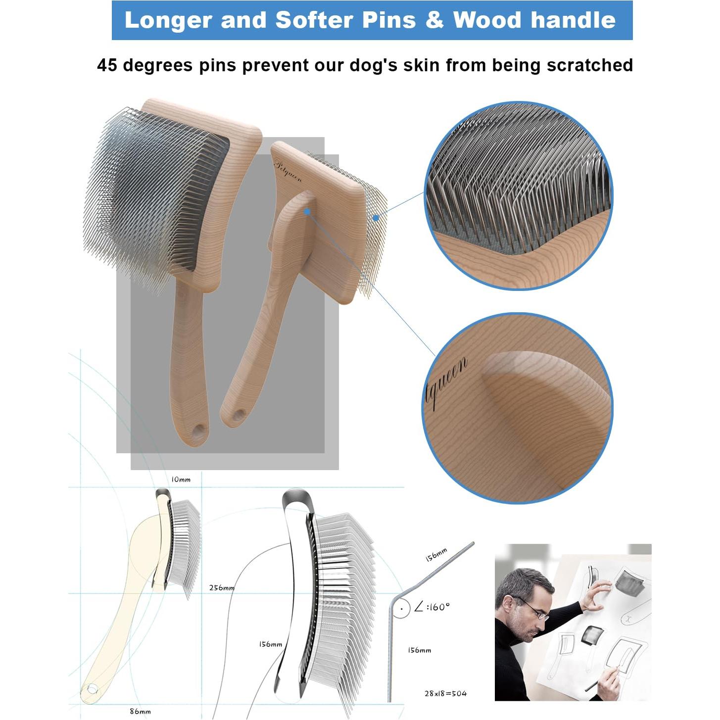 Cepillo Slicker Profesional Petqueen para Perros Grandes - 20.3cm