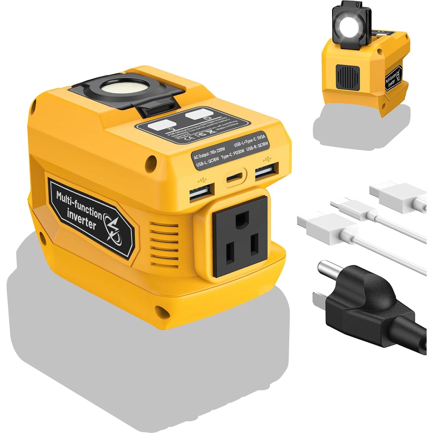 Inversor 220W Azocek para Batería DeWalt 20V con USB