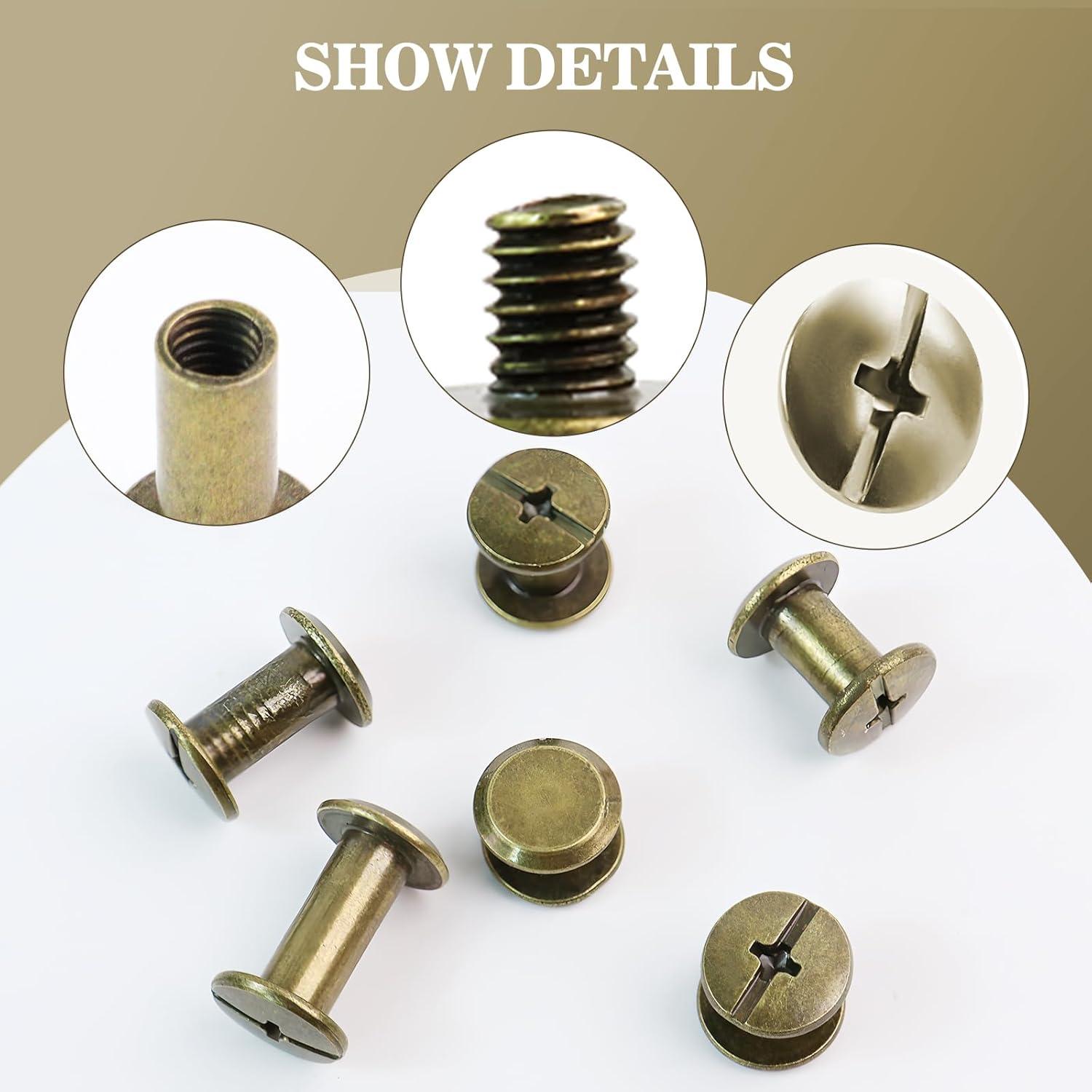 Kit de Remaches de Cuero Quadafy 92 Piezas Bronce 6 Tamaños