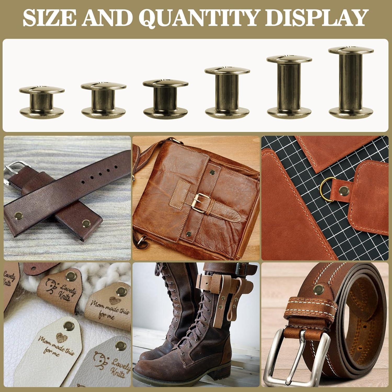 Kit de Remaches de Cuero Quadafy 92 Piezas Bronce 6 Tamaños