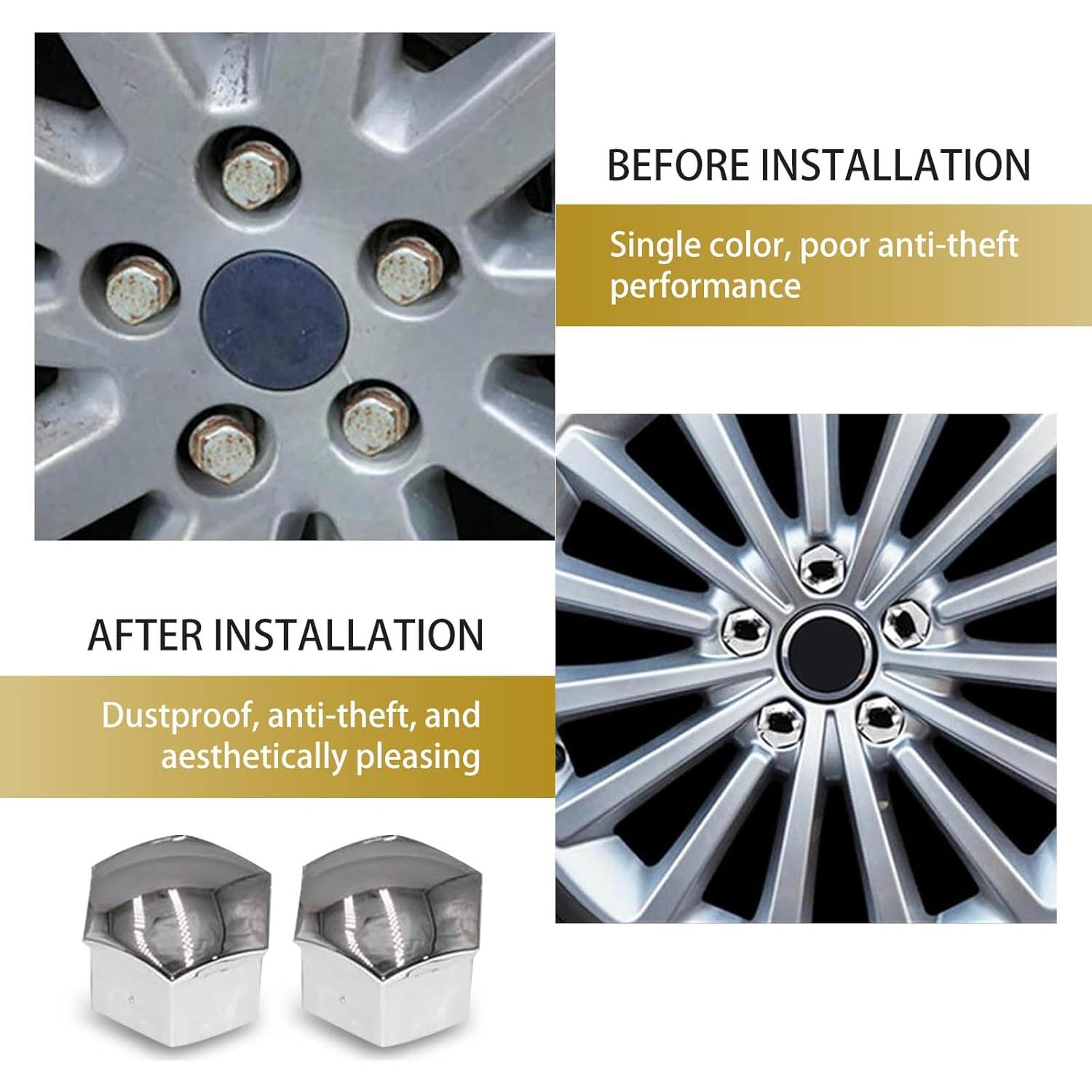 Kit Cubiertas Protectores de Tuerca de Rueda Icykale 21 Piezas Plata